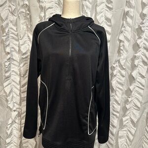 Good American Black Hoodie with White Trim
